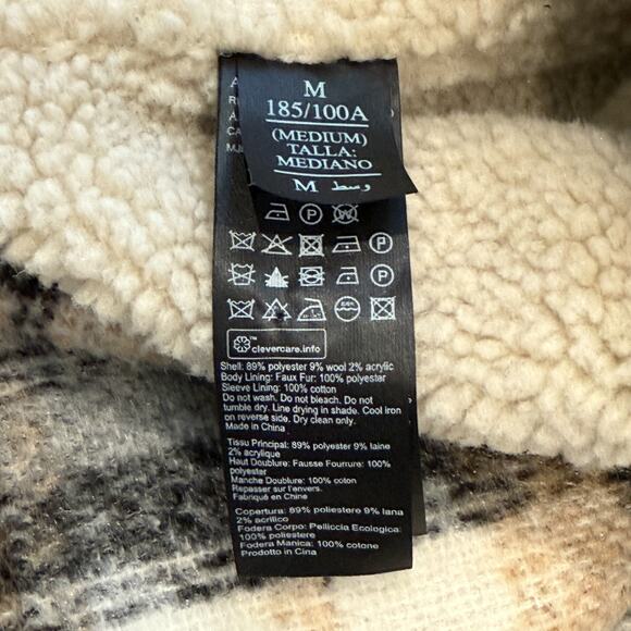 All Saints Cayuga Jacket Mens Medium Ecru Plaid Wool Blend Lined Shacket Button - Picture 5 of 16